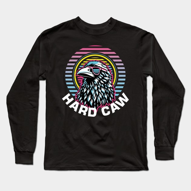 Hard Caw Crow Long Sleeve T-Shirt by Meta Cortex